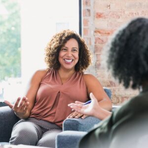 someone talking to a therapist